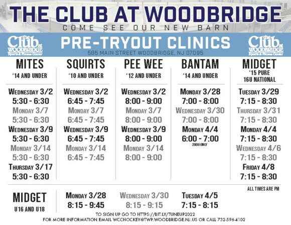 PRE-TRYOUT SCHEDULE